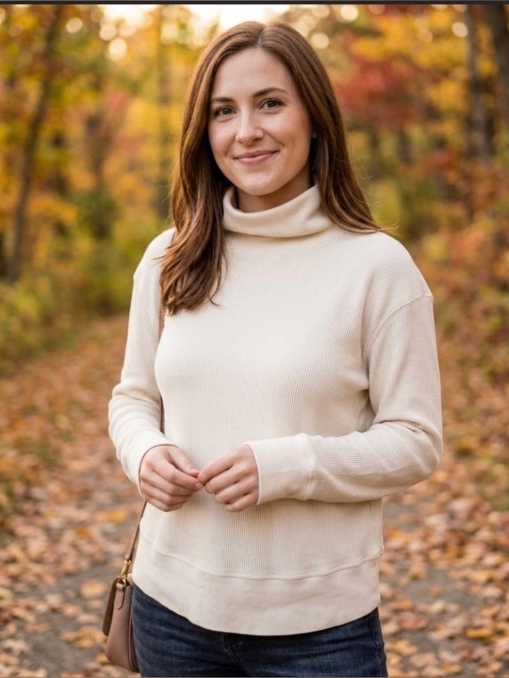 Patagonia Ivory Waffle Ribbed Henley Shirt Long Sleeve Mock Neck Pullover Small